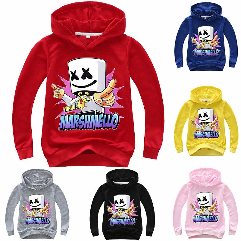 Kids Boy Girls Dj Marshmello Cartoon Hooded Tops Casual Hoodie Age - 4 styles 100 cotton roblox kid boy and girl zipper coral fleece hoodie casual hooded sweatshirt cartoon roblox pullovers tops for children