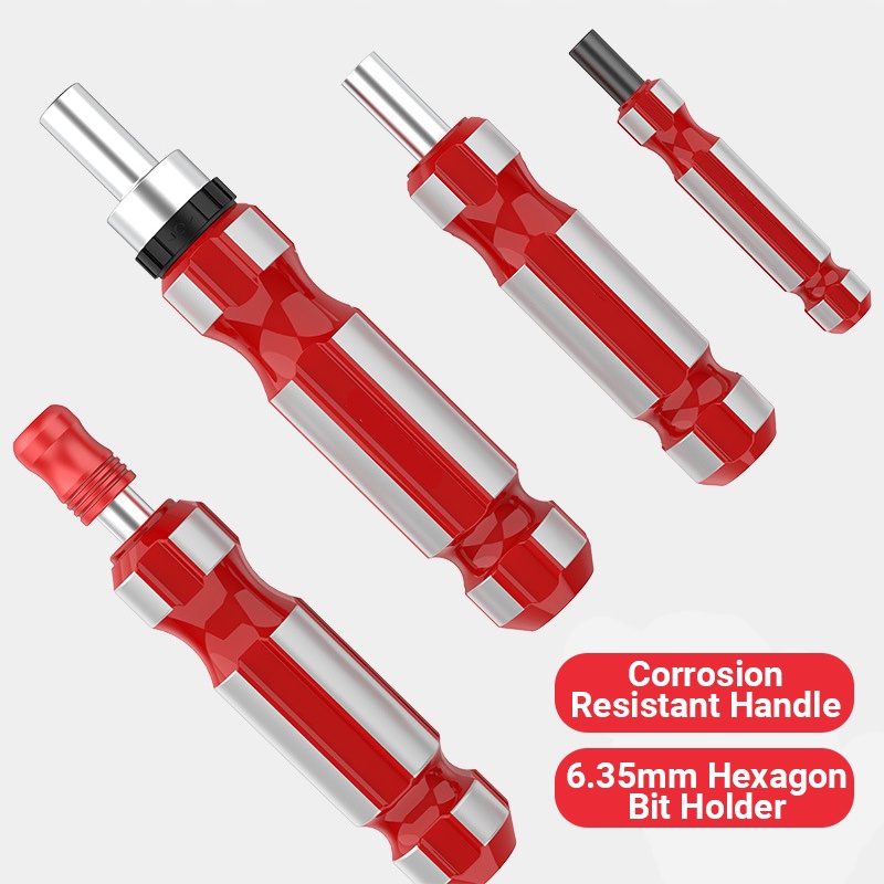 Quick 1/4” Hexagon Bitholding Screwdriver, Racheting Ratchet Screwdriver, Quick Release 1/4 Inch 6.35mm Hex Bit Holder Manual Screwdriver Handle