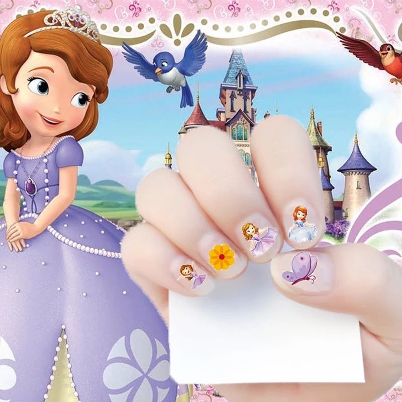 【Junshine】3/6 Sheets Kid Cartoon DIY Waterproof Sticker Cute Nial Sticker Set Easy to Tear Baby Healthy Manicure Stickers Beautiful Sophia Frozen Pony Hello Kitty Mickey Peppa Pig Finger Nail Stickers for Girls Kid Gift