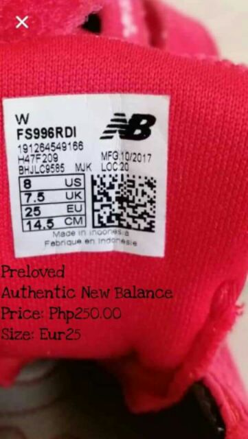 new balance size 25
