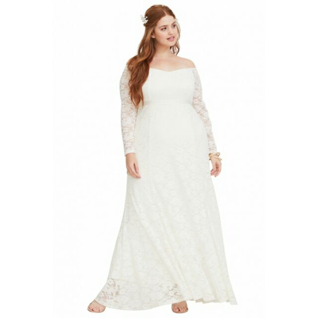 plus size white dress with sleeves