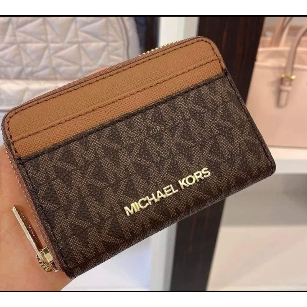 Michael Kors Jet Set Travel MD Zip Around Card Case Wallet in Logo Printed  Brown Canvas | Shopee Philippines