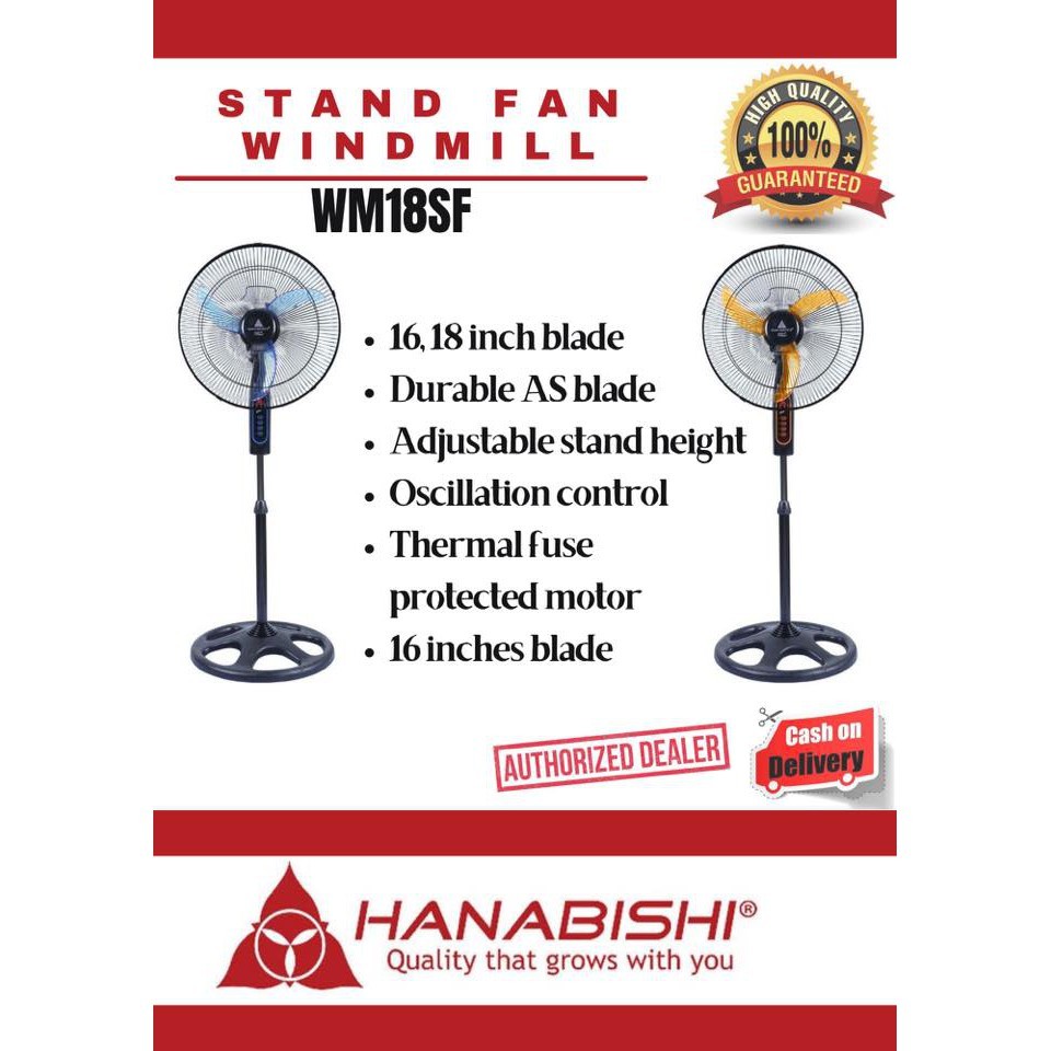 Hanabishi Stand Fan Windmill 18SF 18 inch blade Low Noise Powerful