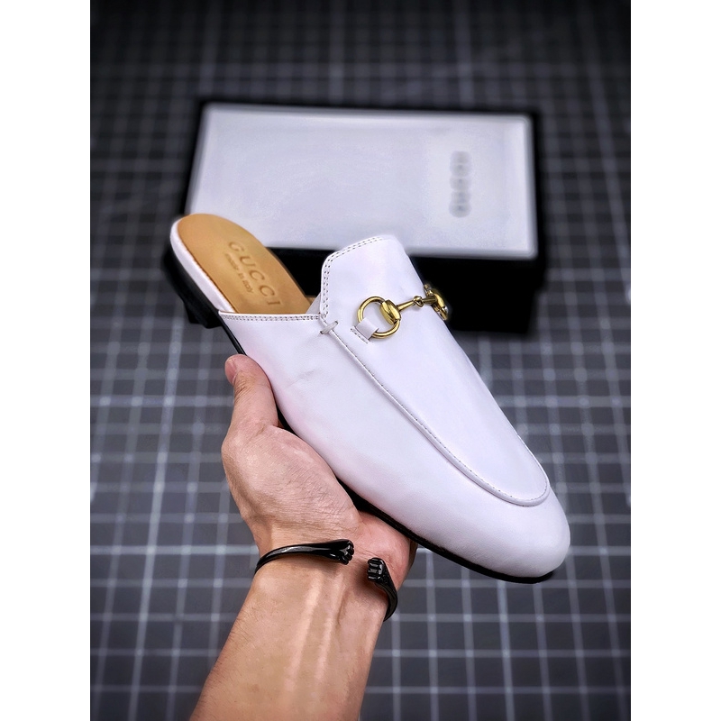 gucci leather slipper white