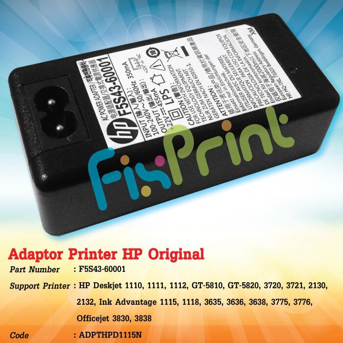 Hp Deskjet 1110 1111 1112 GT5810 GT5820 Power Supply Adapter 1115 1118