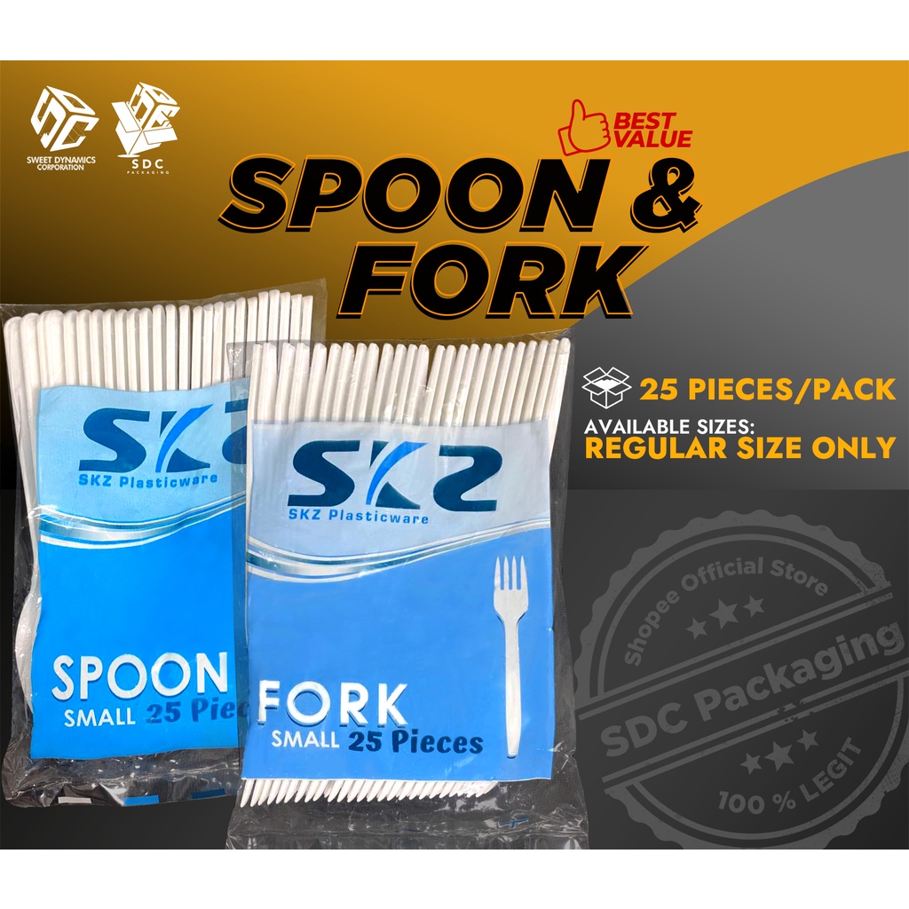 Plastic Spoon and Fork (25pcs per pack / per kind) Takeout cutlery, disposable plastic spoon