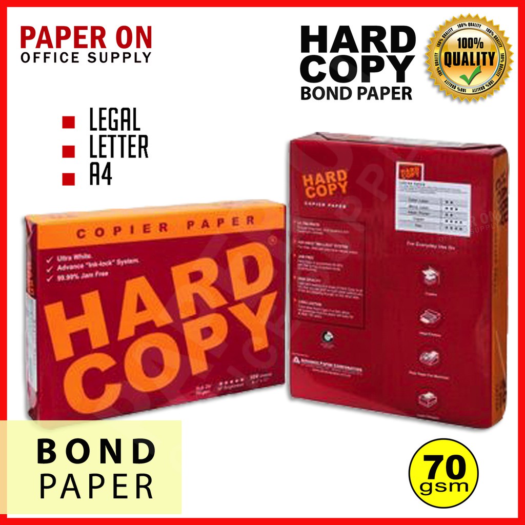 Recycled paper Hard Copy Paper SHORT / A4 / LONG 70gsm 500sheets Shopee Philippines