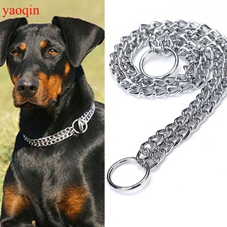 YAOQIN Dog Choker Collar Heavy Duty Double Chain Pet Slip Check Chain Twist Link Chrome