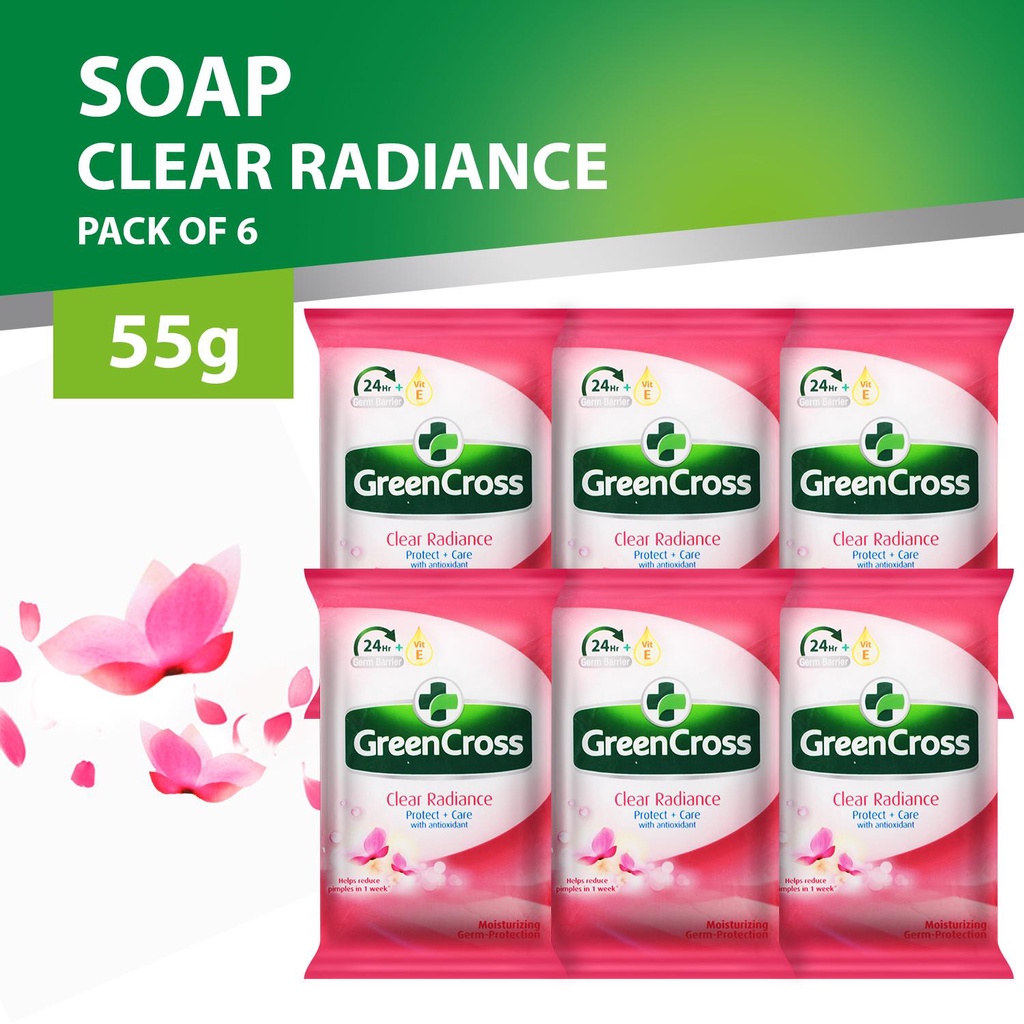 Green Cross Clear Radiance Moist Protection Bar Soap 55g Set Of 6