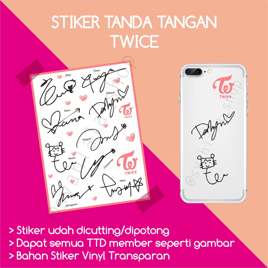 Transparent Black Color Vinyl Kpop Twice Signature Stickers A6 For Case Mobile Phone Laptop Helmet Shopee Philippines