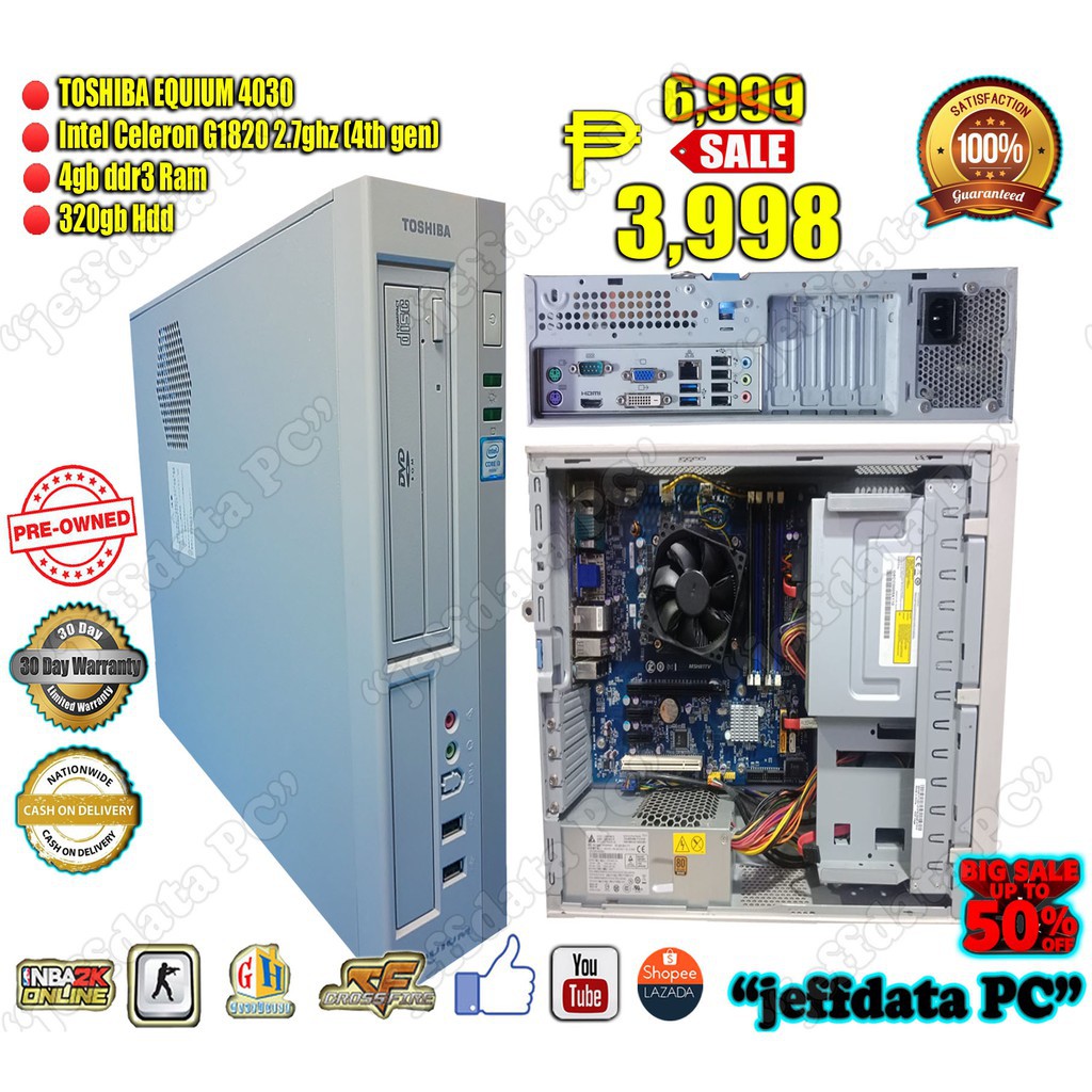 Cpu Desktop Slim Toshiba Equium G10 2 7ghz 4gb Ddr3 3gb Intel Hd Graphics Sff Pc 4th Gen Support Shopee Philippines