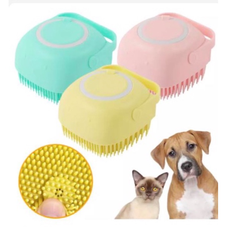 Pet Grooming Shampoo Dispenser Dog Bath Massage Brush Comb Bathroom