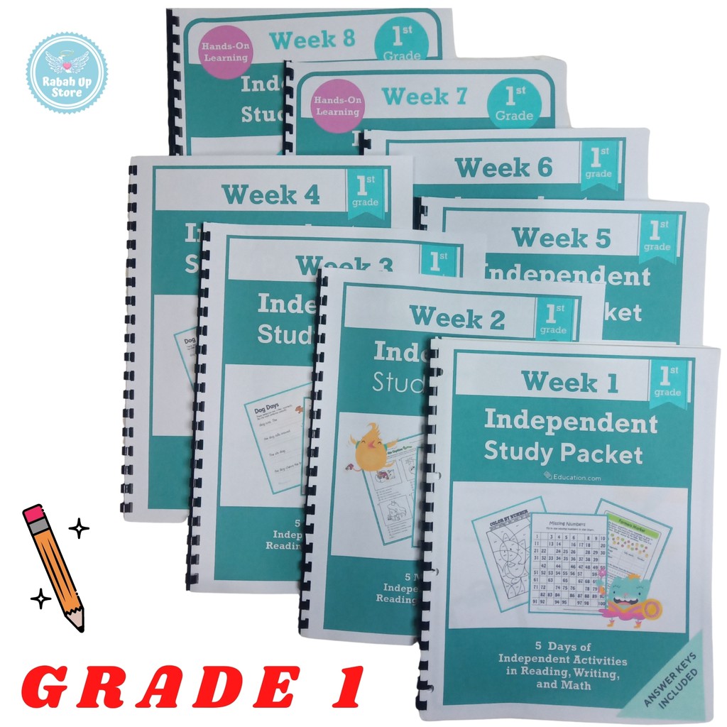 GRADE 1 Independent Study Pack Worksheet/Workbook HomeSchool Learning