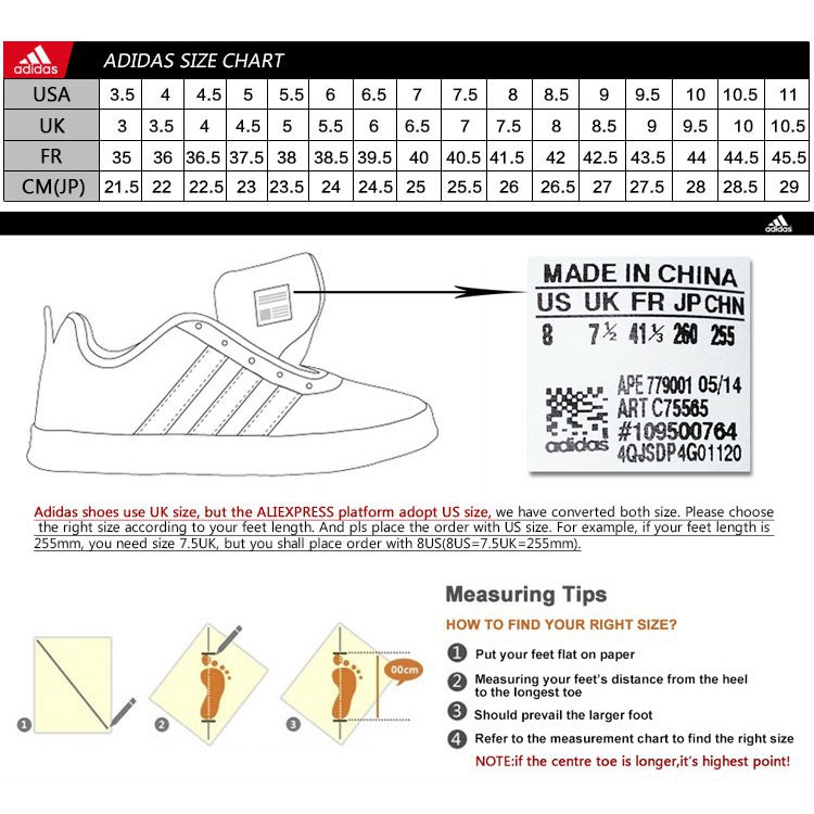 women shoe size chart adidas