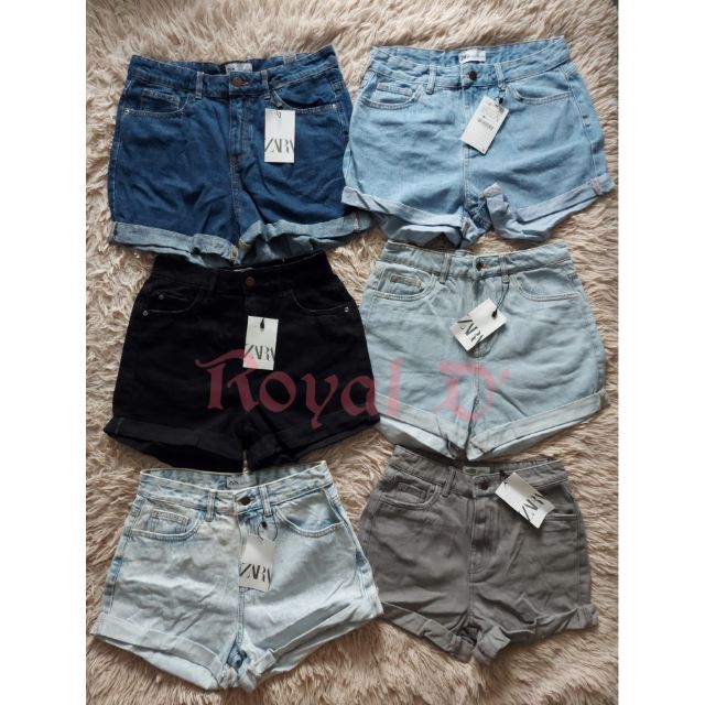 New Zara High Waist Folded Mom Short With Flaws Shopee Philippines