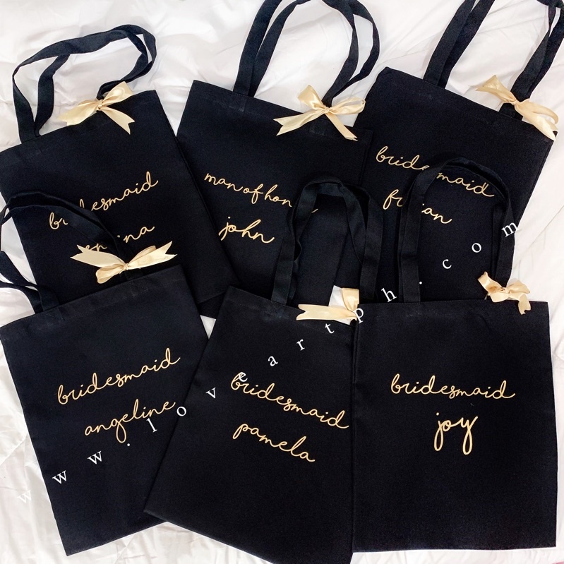 Personalized Wedding Canvas Bag Bridesmaid Tote Bag Wedding Favour