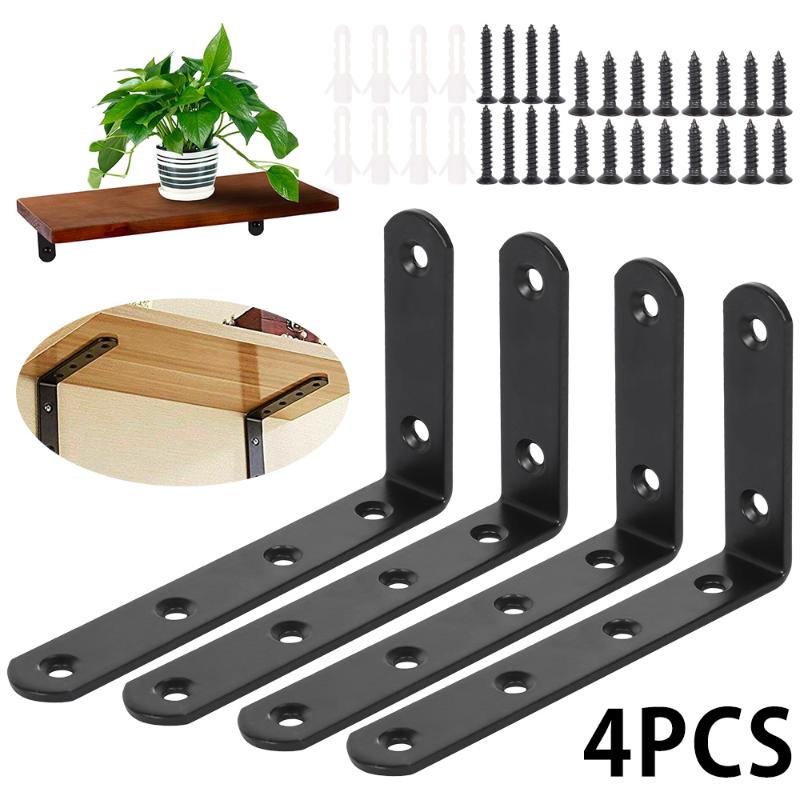 4Pcs corner bracket Heavy Duty Cast Iron Wall Mounted L Shaped Angle ...