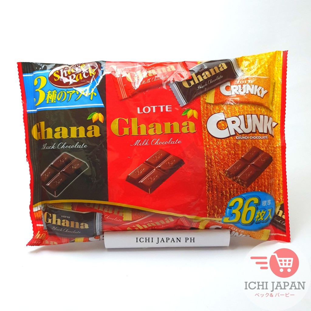 Ghana Assorted Share Pack (Black Chocolate + Milk Chocolate+Crunky) 36