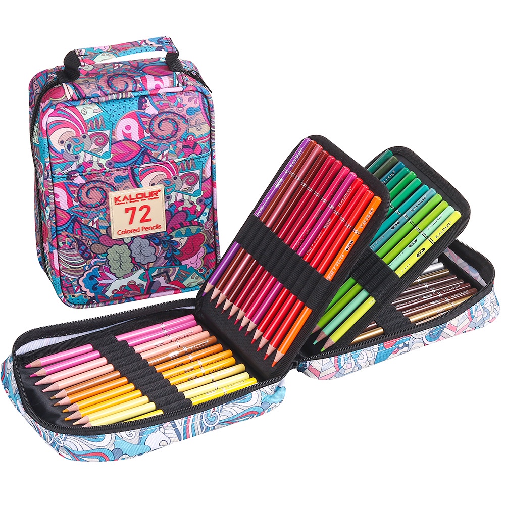 KALOUR New Arrival 72 Sticks Oily Color Pencil Fabric Pencil Bag Packaging Art Set For Coloring