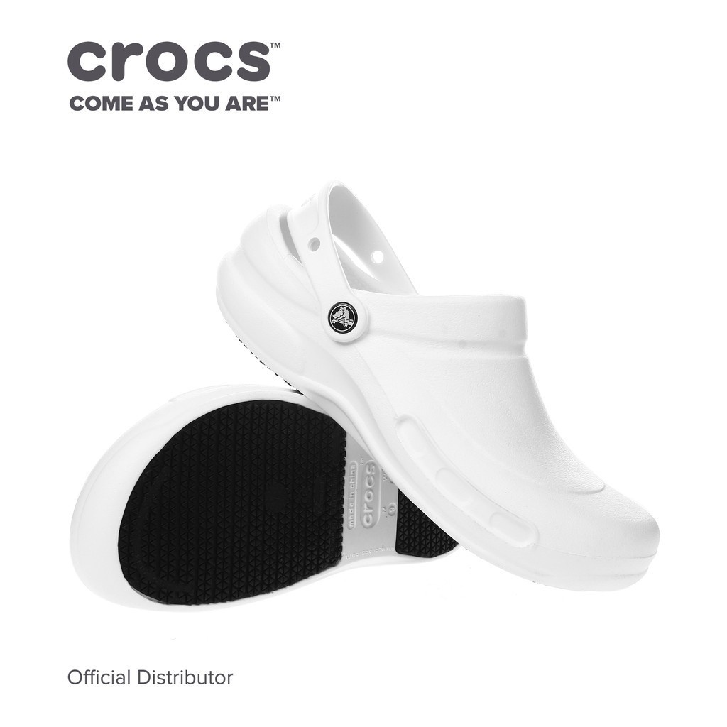 white bistro crocs