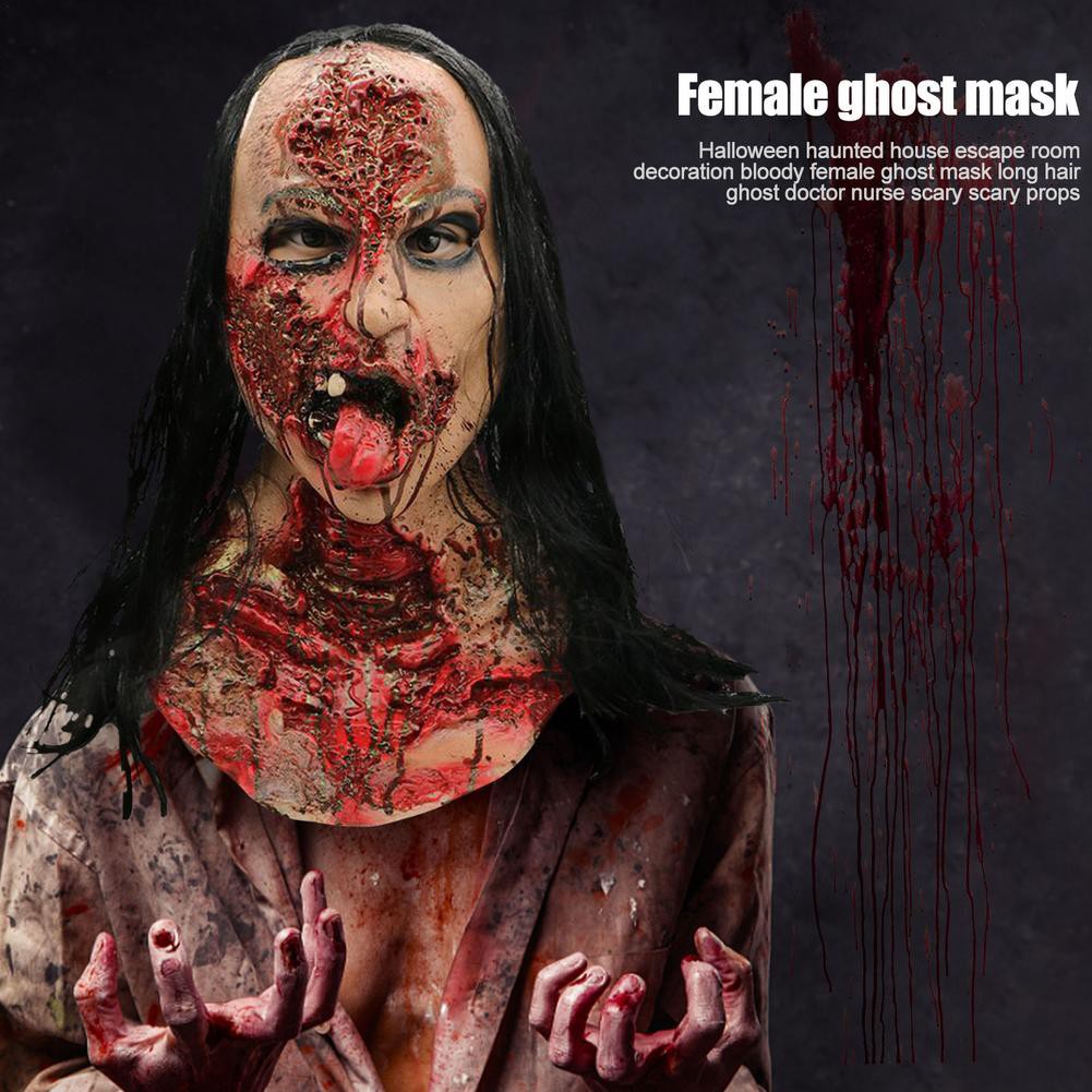 2021 Halloween Haunted Long Hair Scary Ghost Face Antique Mask Party Horror  Cosplay Full Face Masque | Shopee Philippines