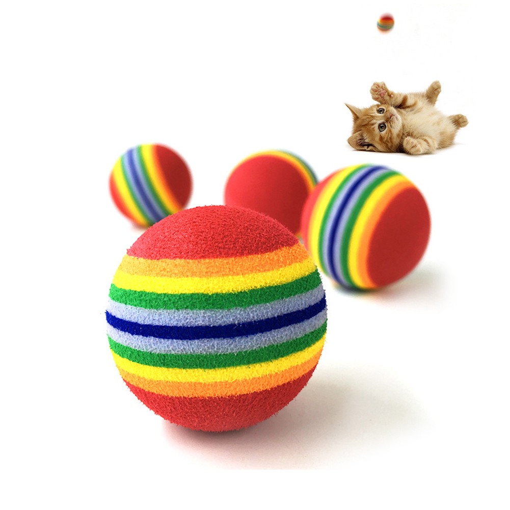 Pet Dog Toys Rainbow Striped Chewing Interactive Ball Teething Toy