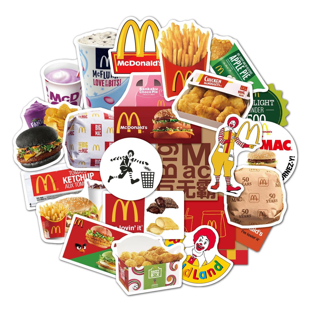 Street Wear M Kee Golden Arch Tag Unique ins Style Coffee kfc French Fries Burger Food Creative Handbook Sticker Computer Luggage Notebook Tablet Phone Water Cup Guitar Decoration Waterproof 0914