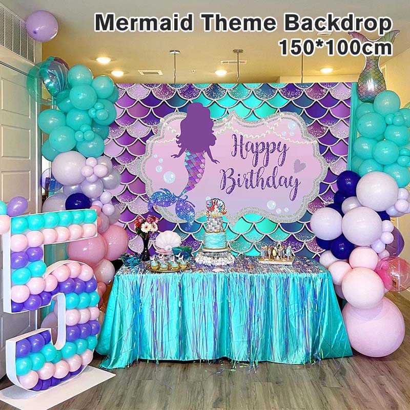 100x150CM Mermaid Party Decorations Mermaid Theme Backdrop Photography  Background | Shopee Philippines