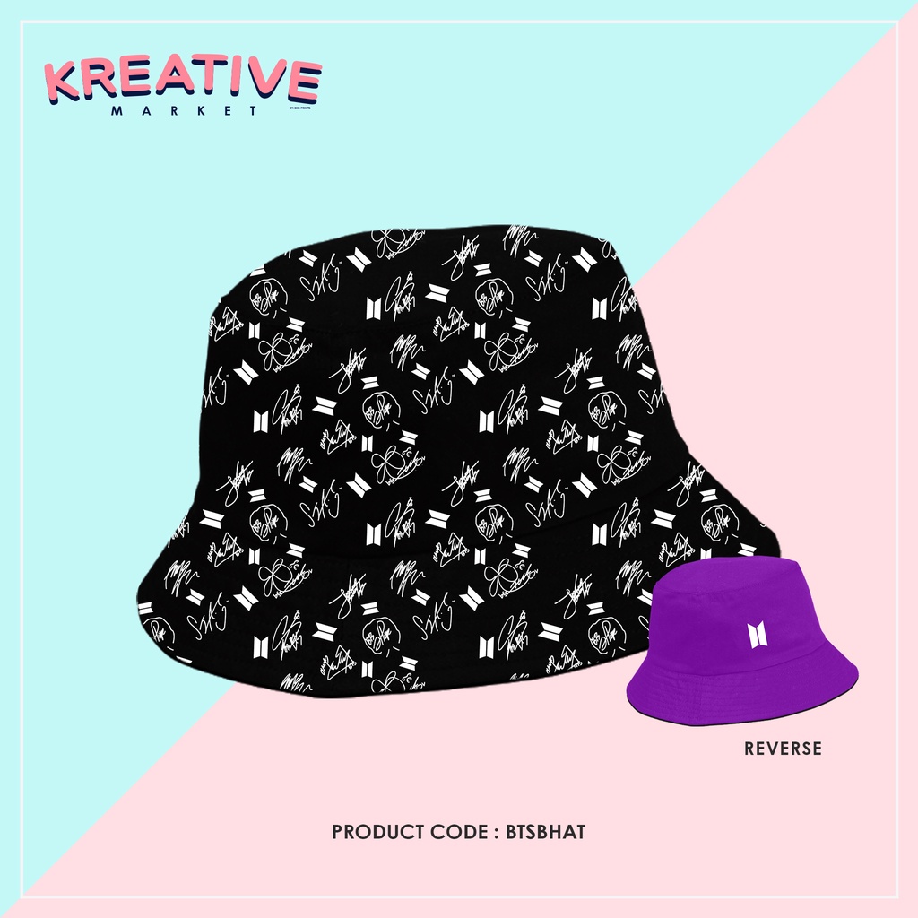 BTS REVERSIBLE BUCKET HAT KPOP HAT BTS BUCKET HAT JUNGKOOK