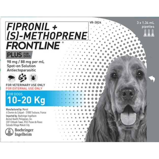 FIPRONIL (s) METHOPRENE FRONTLINE PLUS FOR DOGS 10-25KG 7e^w H+o #2