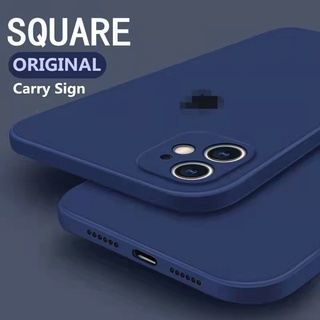 Luxury Original Square Liquid Silicone Phone Case For iPhone 12 11