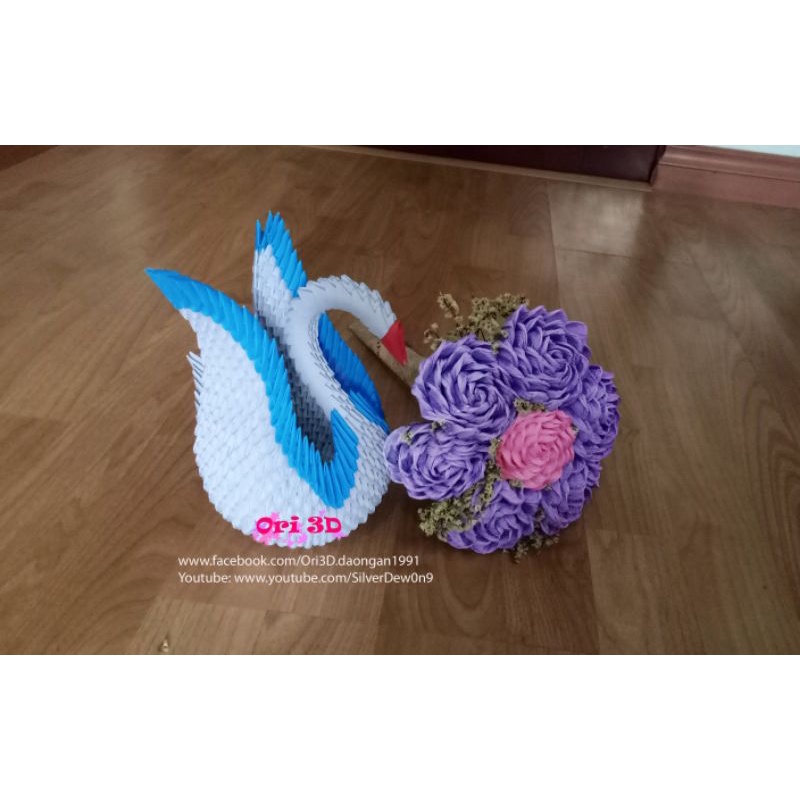 ◆Origami 3D Swan Pair (Handmade)