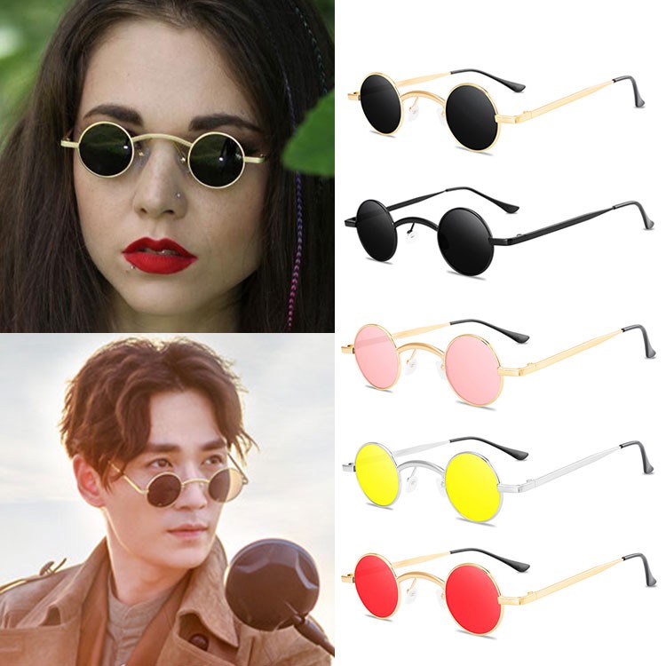 Hip Hop Fashion Sunglasses Vintage Round Framed Punk Party Glasses Shopee Philippines 