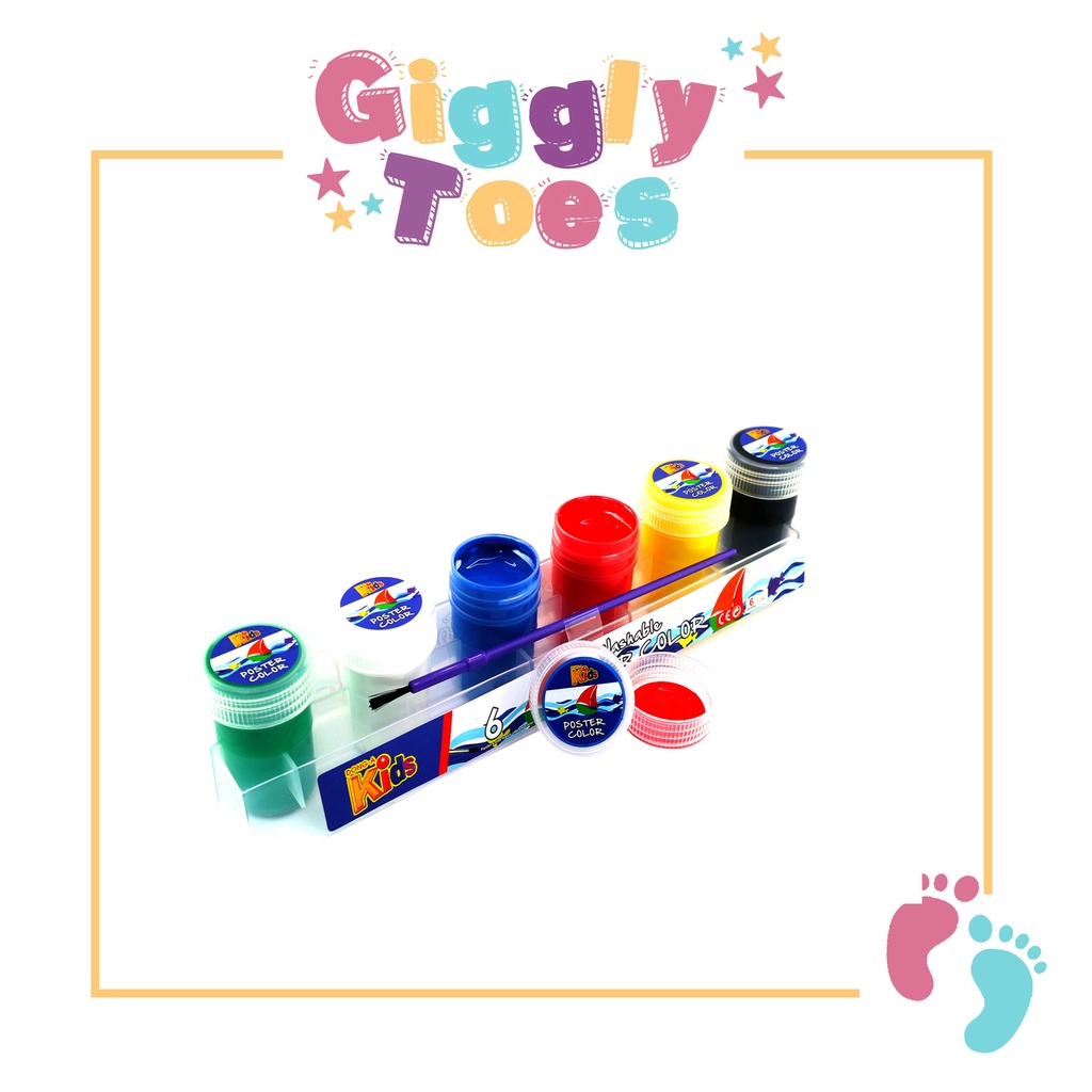 DongA Poster Paint Set with Paintbrush (6 Colors) Shopee Philippines