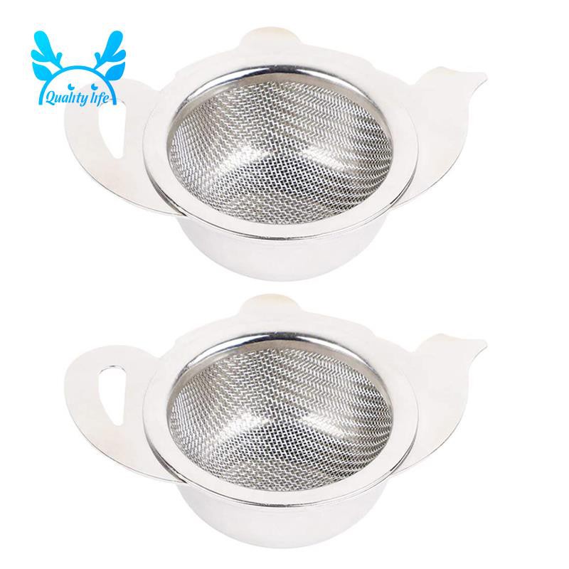2Pcs Tea Strainer with Bottom Cup Double Handle Bulk Tea Spice Filter Reusable Tea Strainer Teapot Accessories