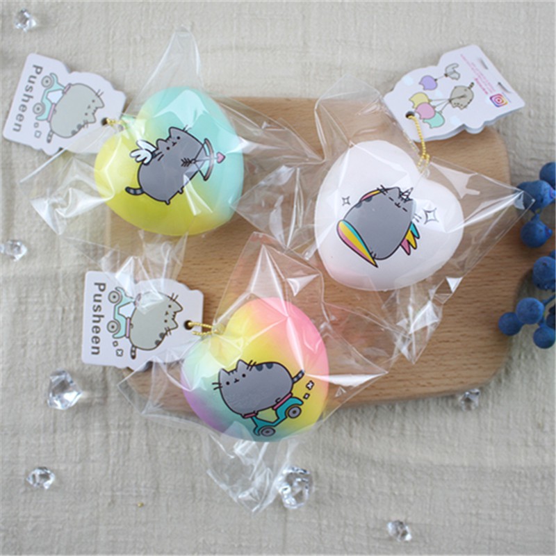 Squisgy Buns Toys Original Colorful Cute Pusheen Cat Heart soft slow