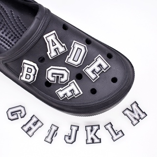 Ready Stock Crocs Jibbitz Pins Color Black White Letters A-Z DIY Charm Button