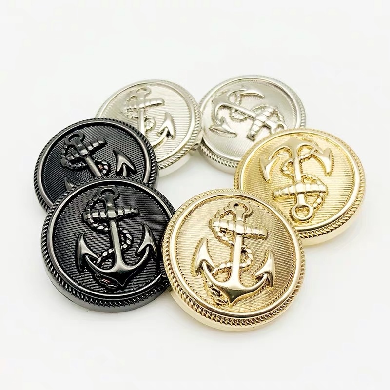 10Pieces/lot 15/20/25mm Vintage Anchor Design Clothing Sewing Buttons Black Silver Gold Metal Jacket Buttons 20mm Fashion Shirt Buttons