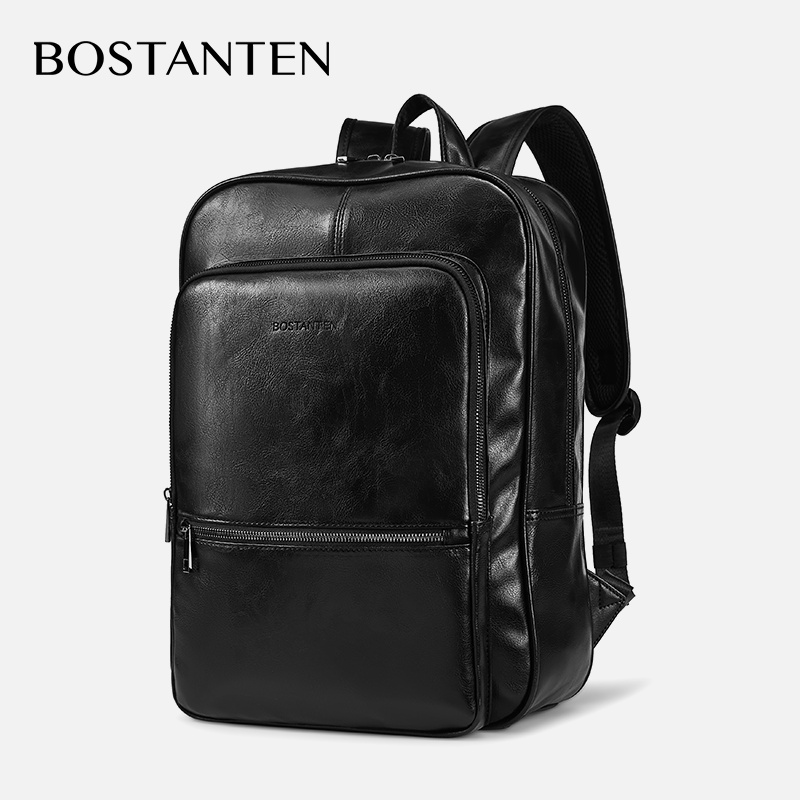 BOSTANTEN PU Leather Backpack Men Waterproof Laptop Bag Shopee