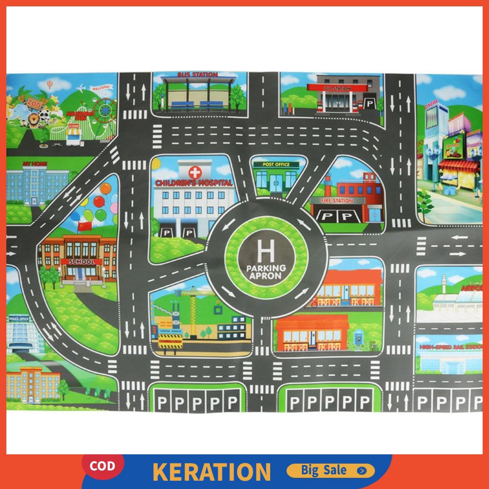 x58cm Baby City Parking Lot Roadmap Play Mats For Kids Model Car Driving Game Road Signs Map Toy Shopee Philippines