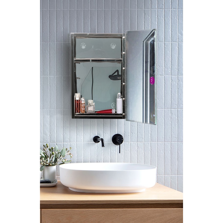 Profiles Cara Stainless Bathroom Mirror Cabinet Small Single W Fixed Shelf 39cmhx24cmwx12cmd Shopee Philippines