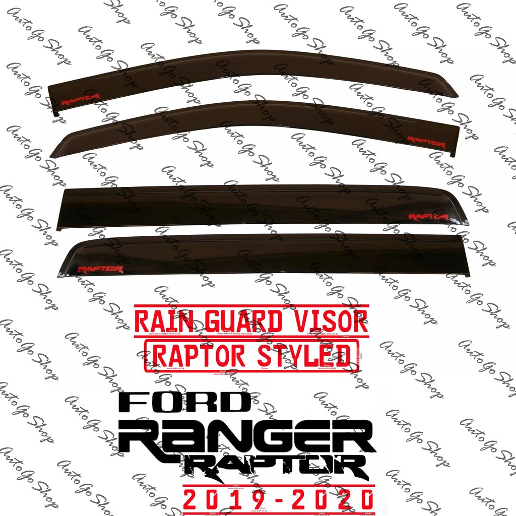 Ford Raptor 2019-2020 RAPTOR-STYLED Rain Guard Window Visor (RED LOGO ...