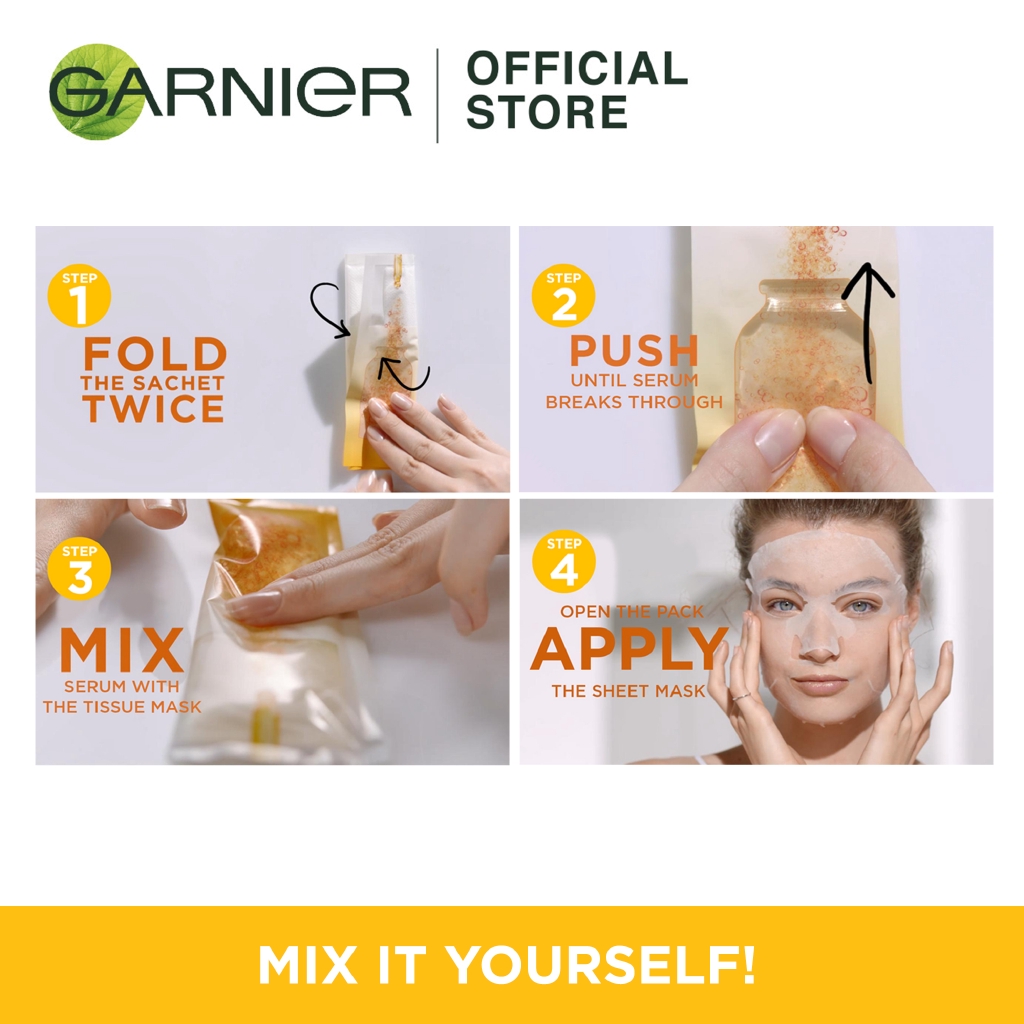 Download Garnier Fresh Mix Serum Face Mask Vitamin C Shot Super Brightening Shopee Philippines PSD Mockup Templates