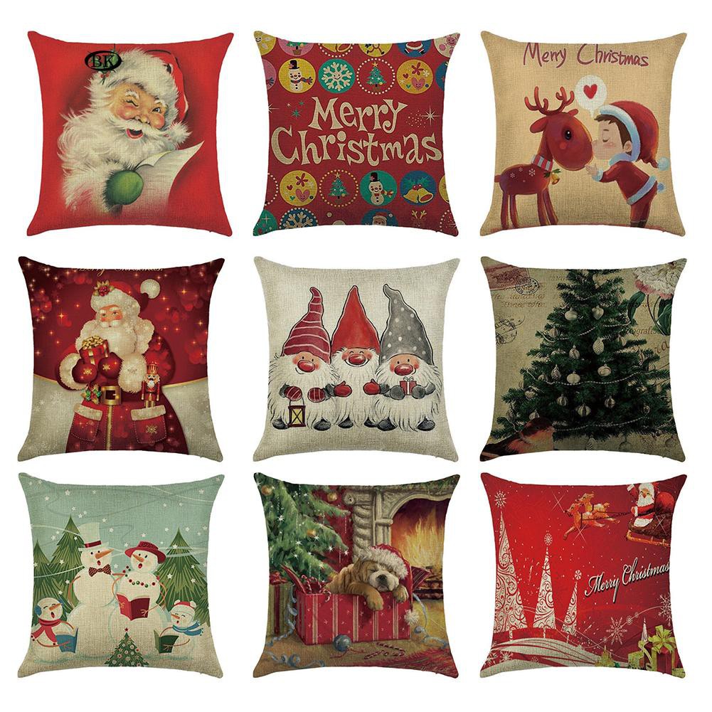 Bk Santa Claus Christmas Tree Throw Pillow Case Cushion Cover