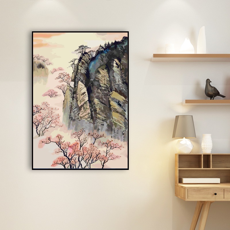 ๑Margin color diy digital oil painting, the Great Wall of China, Chinese style, landscape, hand-pai