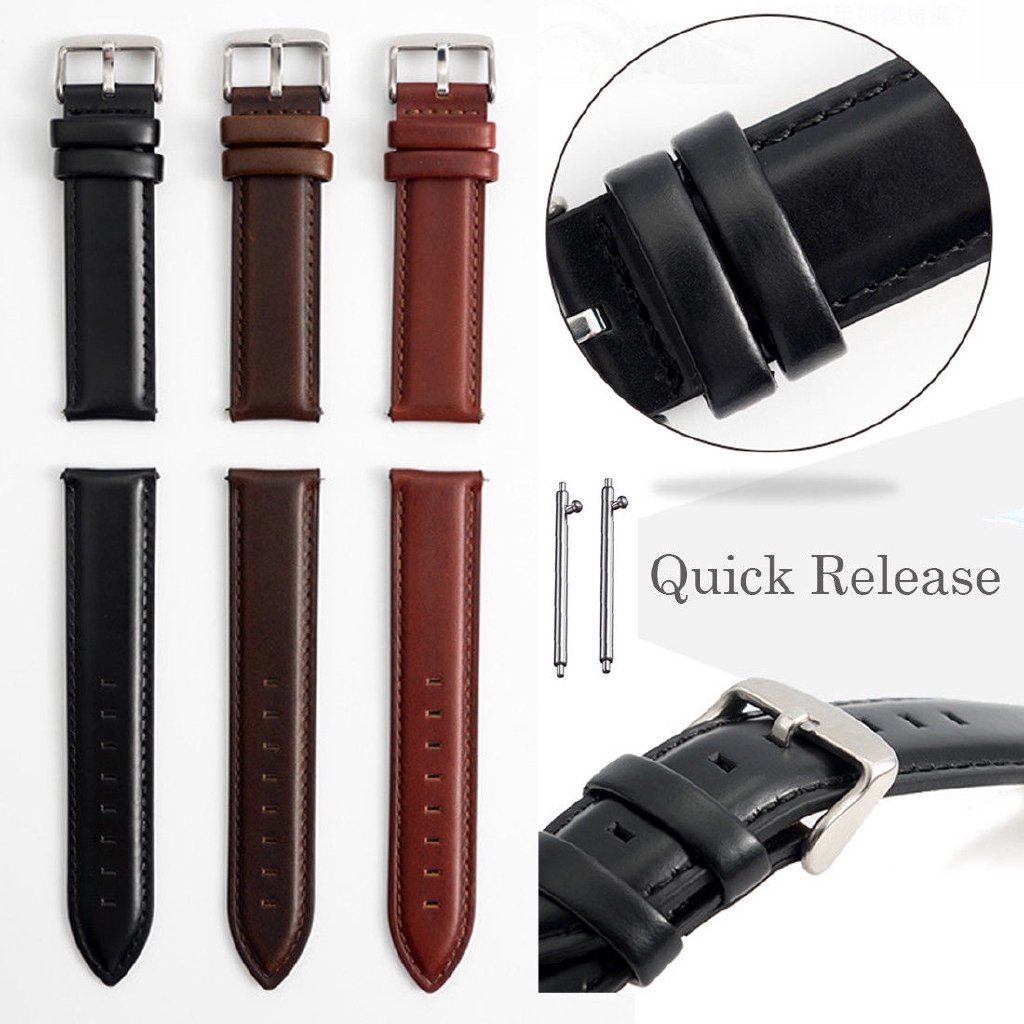 18mm 20mm 22mm Leather Wristwatch Band Quick Release Watch Strap For ...