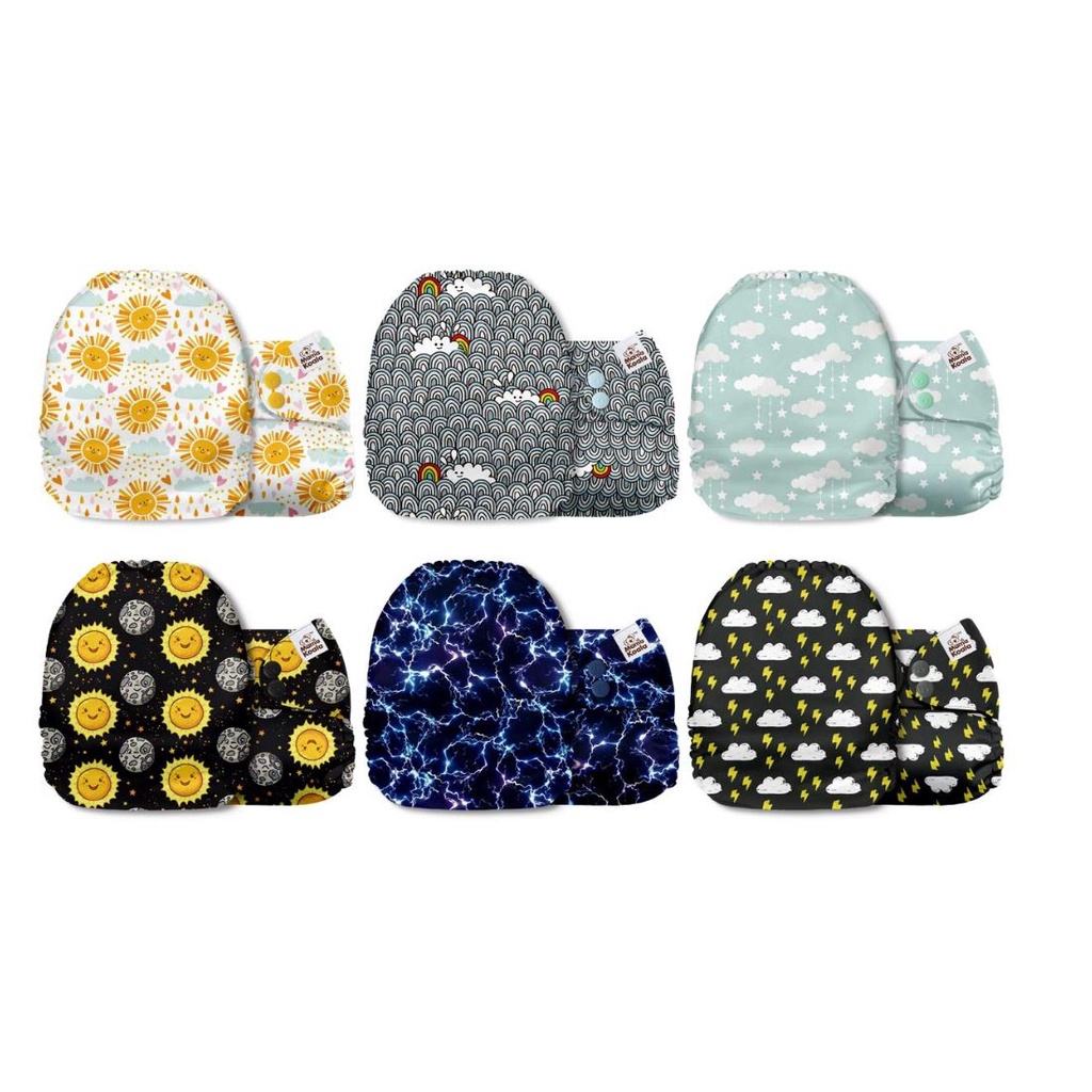 6 Pack Nappies with 6 One Size Microfiber Inserts Fruits Ready! Mama Koala One Size Baby Washable Reusable Pocket Cloth Diapers 