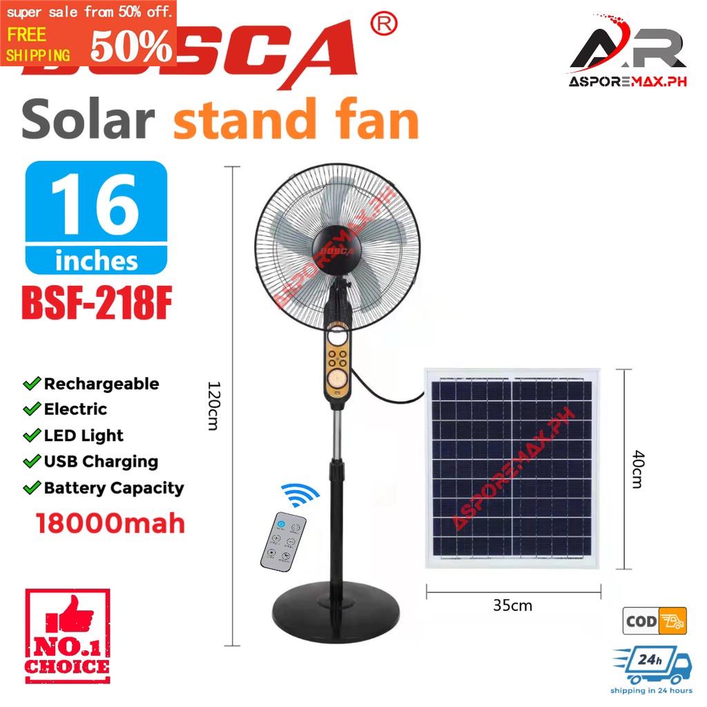 Bosca Solar Stand Fan 16 Inches With 5 Blades3 Speeds Solar Electric Acdc Fan Plug And Play