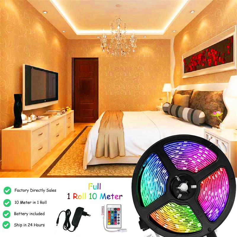 led strip 10M 600Leds 3528 Smd 1 roll 10 meter Rgb Led Light Strip + 24 Key  Ir Remote Controller Non-Waterproof Dc12V 60 | Shopee Philippines