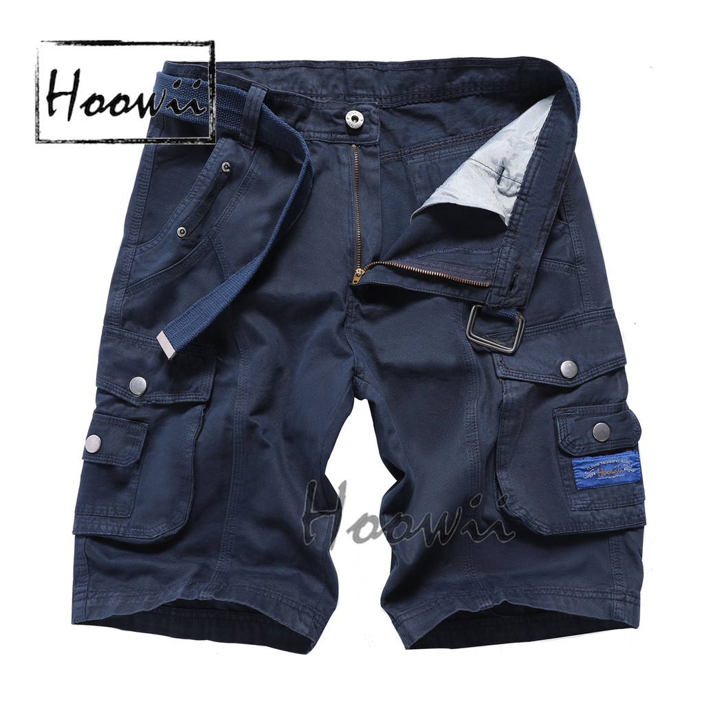 HOOWII 6 Pockets Trendy Chinos Cargo Shorts Men's w/ Belt Shopee